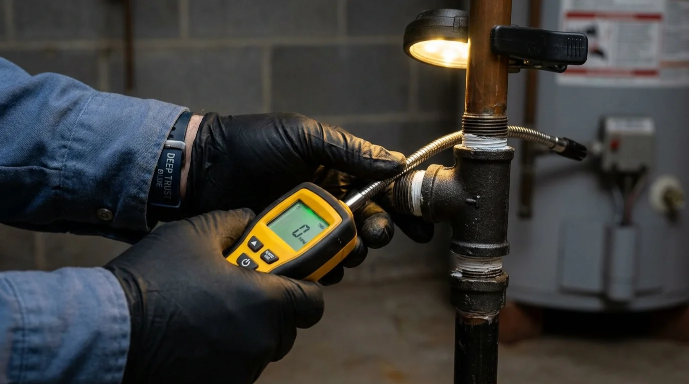 Gas leak detection with electronic sniffer by Johns Plumbing LLC in Saint Ignace