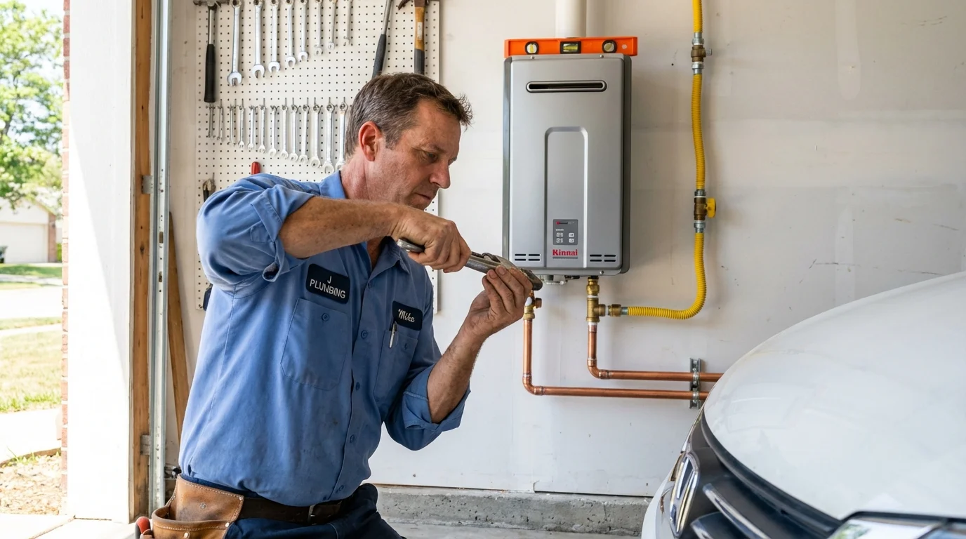 Tankless water heater installation by a Johns Plumbing LLC plumber in Saint Ignace